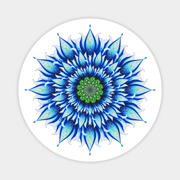 Blue Lotus Flowers Mandala Magnet by MandalaSoul